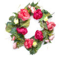Red Co. Artificial Peony Garden, Spring Floral Natural Twig Wreath - Home Decor for Front Door or Indoor Wall - 22