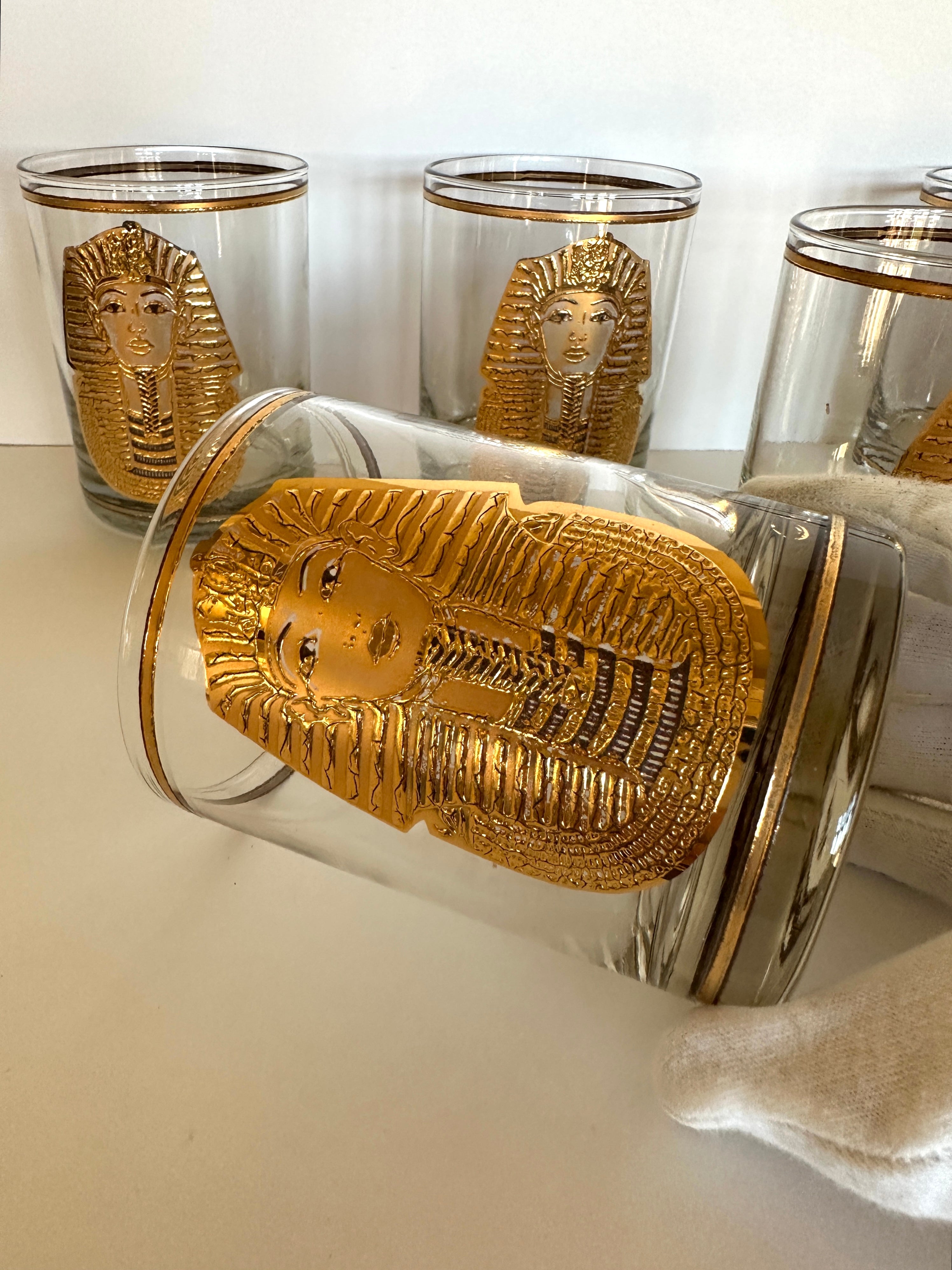 Culver Egyptian King Tut Rocks Glasses