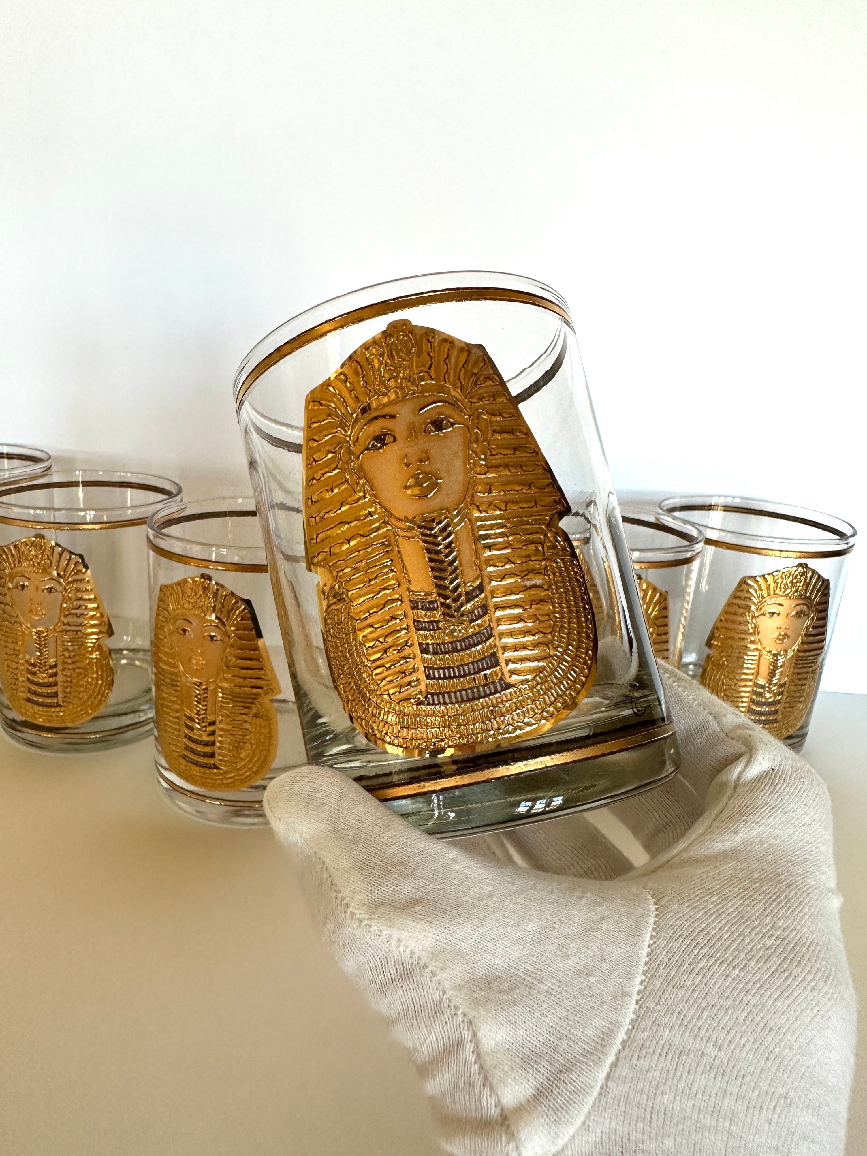 Culver Egyptian King Tut Rocks Glasses