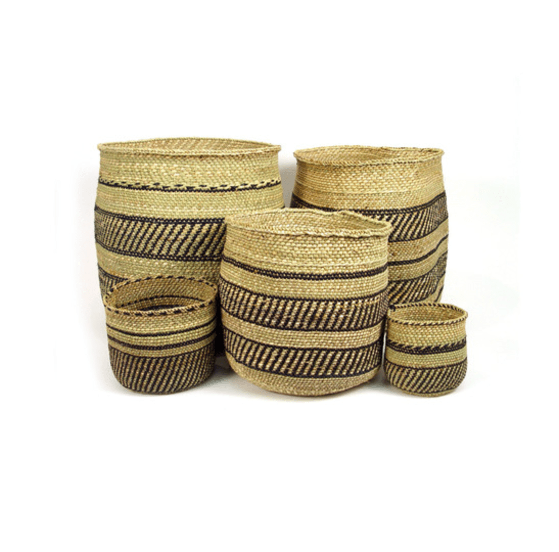Iringa Traditional Medium Basket - Black Stripe