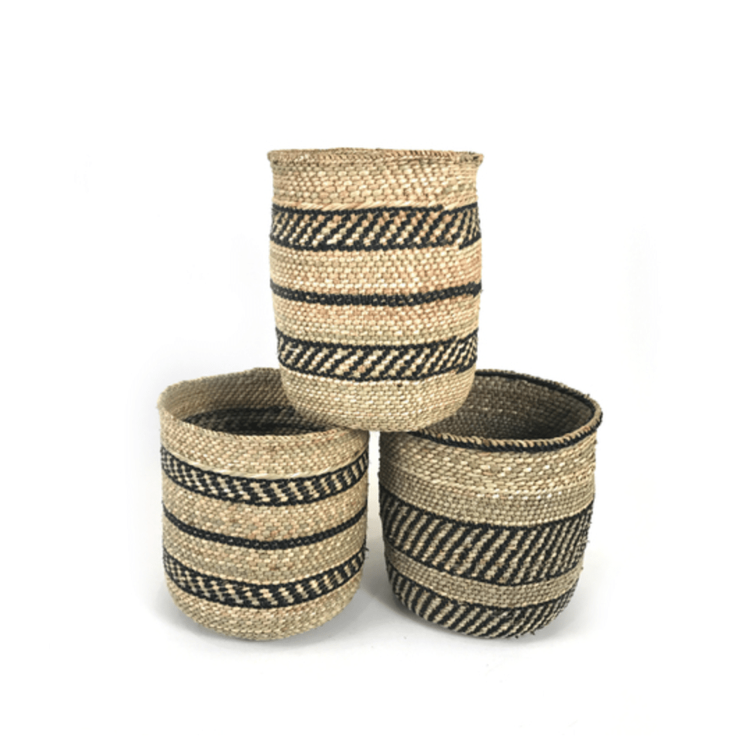 Iringa Traditional Medium Basket - Black Stripe