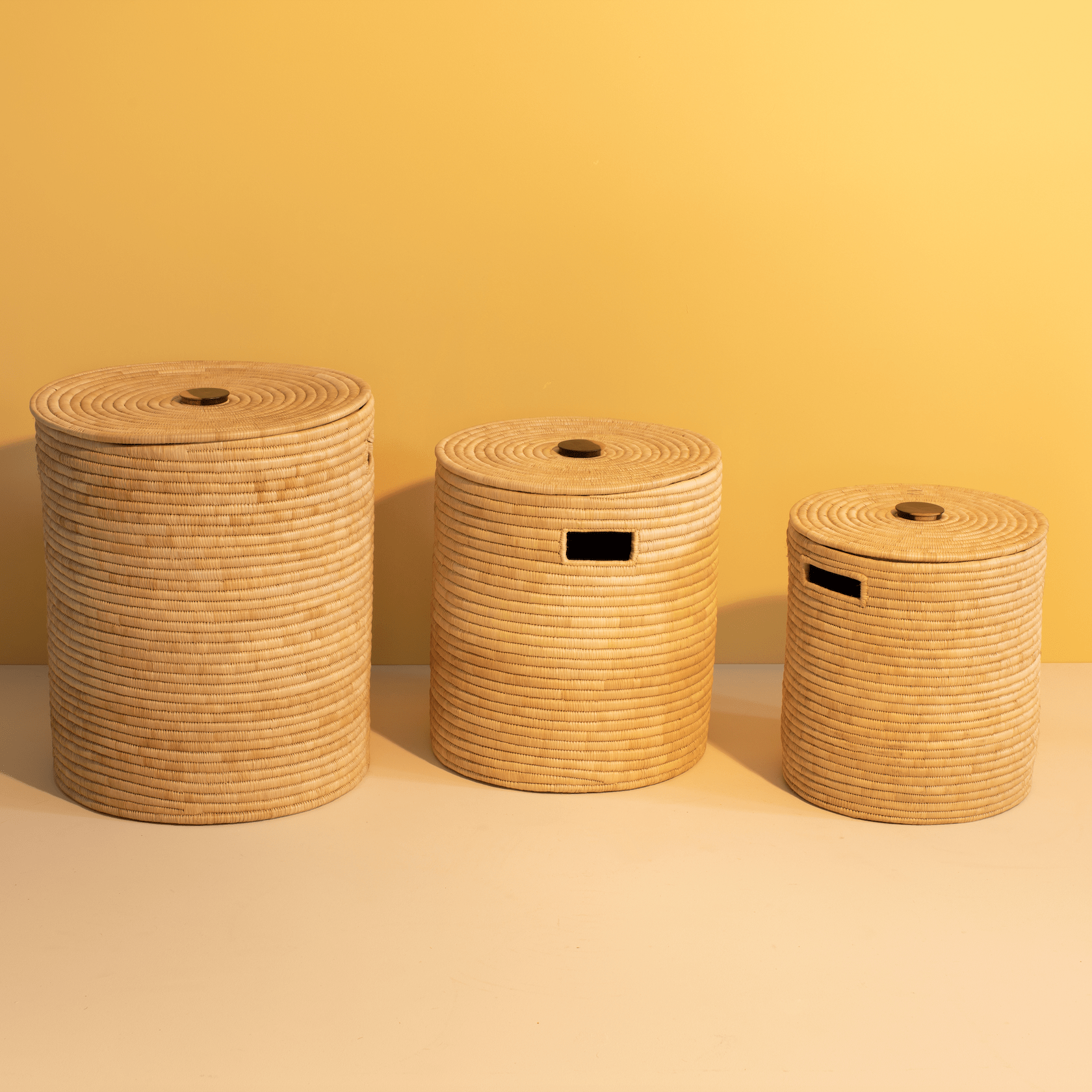Woven Hamper with Wooden Handles - Large