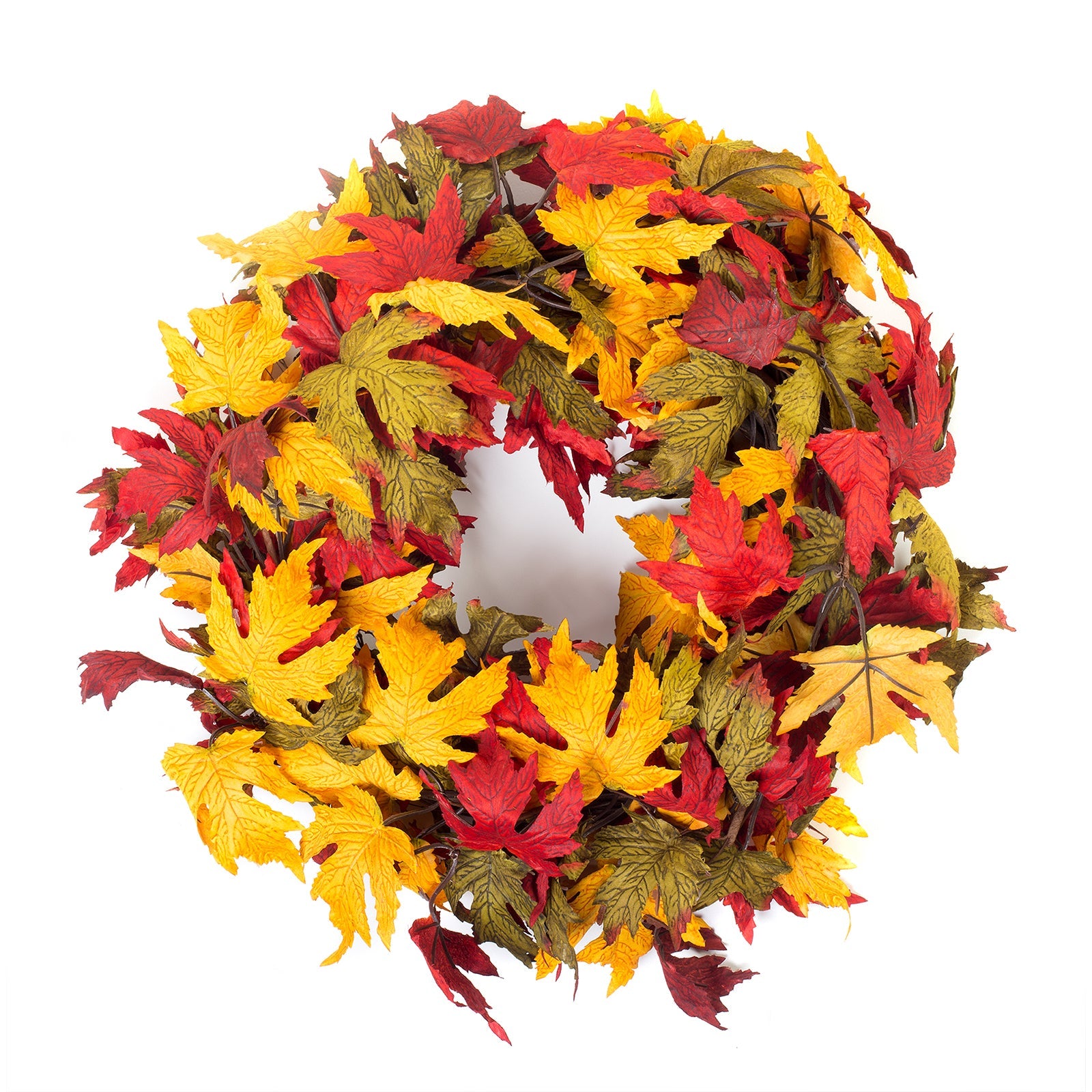 Red Co. Autumn Colors Festive Fall Thanksgiving Door Wreath with Maple Leaves - 20