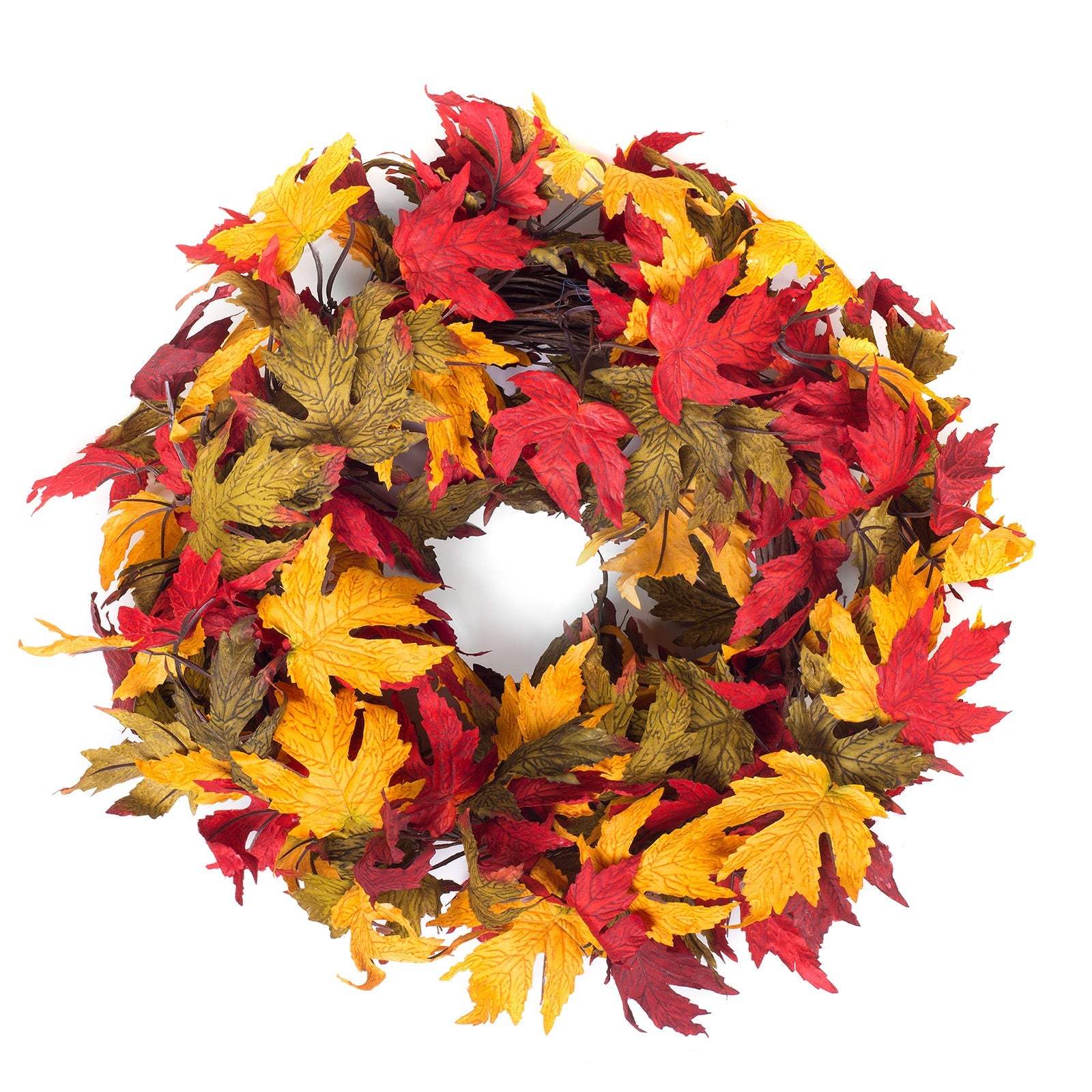 Red Co. Autumn Colors Festive Fall Thanksgiving Door Wreath with Maple Leaves - 20