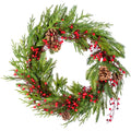 Red Co. Artificial Christmas Wreath with Cranberries and Pine Cones for Holiday and Seasonal Décor, 20