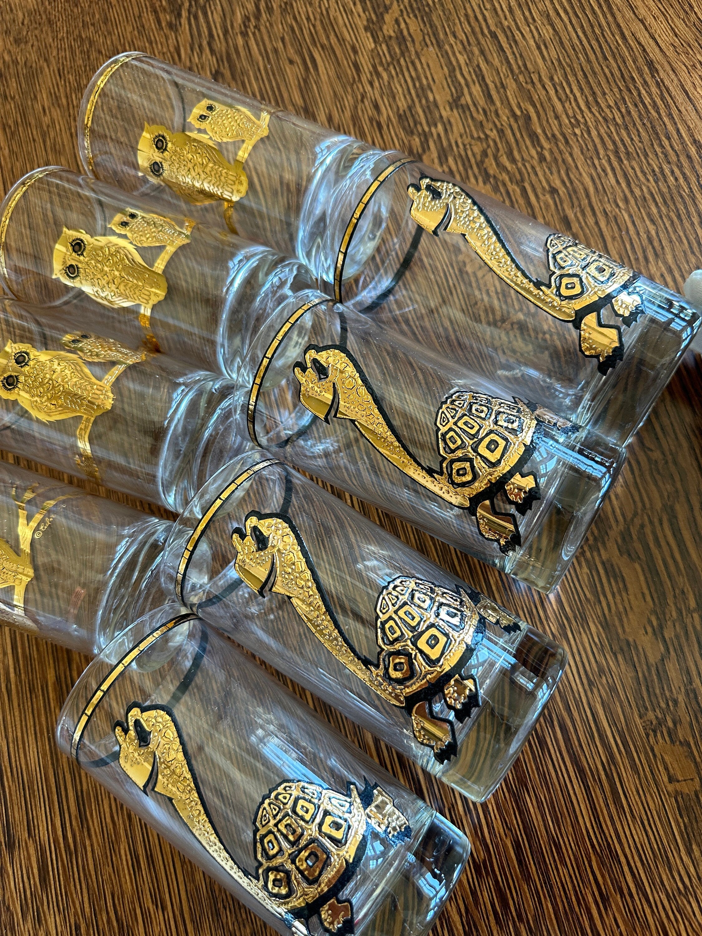 Culver Turtle and Owl Highball Glasses (in their original box)