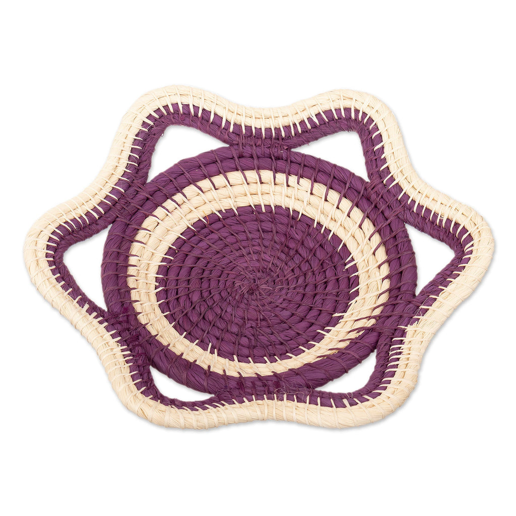 Chambira Fiber Decorative Basket in Magenta and Beige - Iquitos Beauty