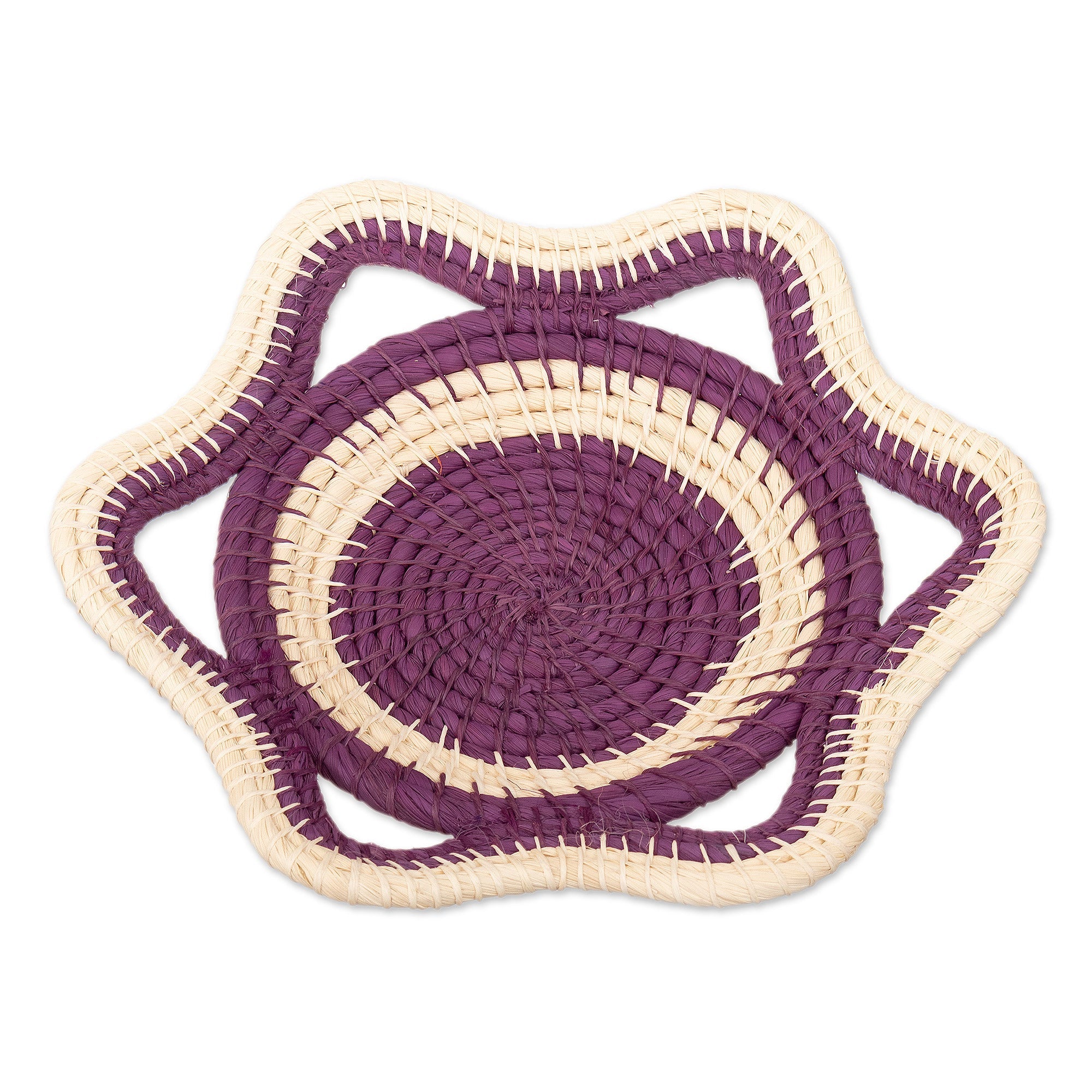 Chambira Fiber Decorative Basket in Magenta and Beige - Iquitos Beauty