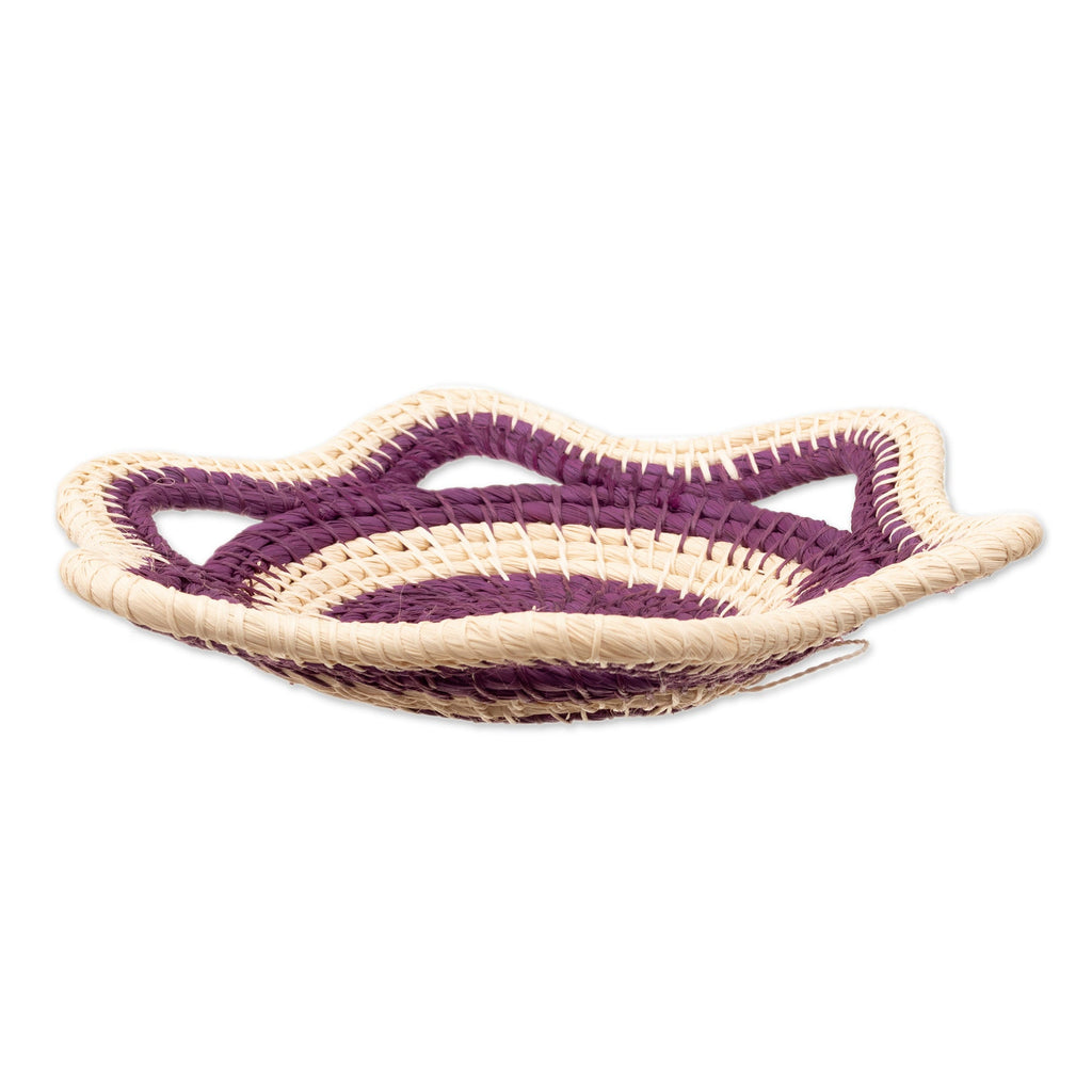 Chambira Fiber Decorative Basket in Magenta and Beige - Iquitos Beauty