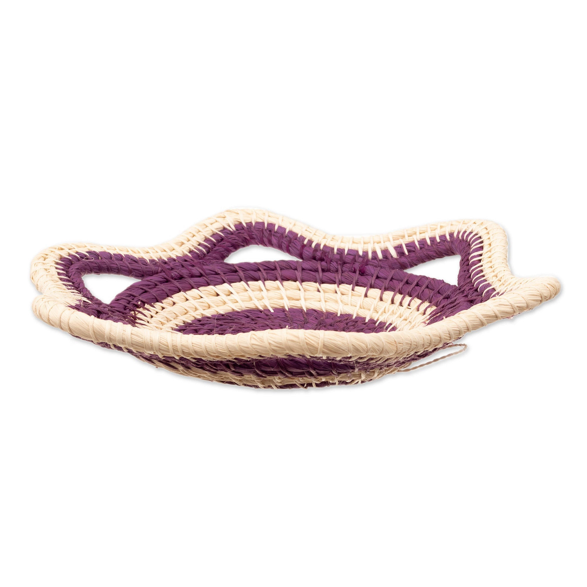 Chambira Fiber Decorative Basket in Magenta and Beige - Iquitos Beauty