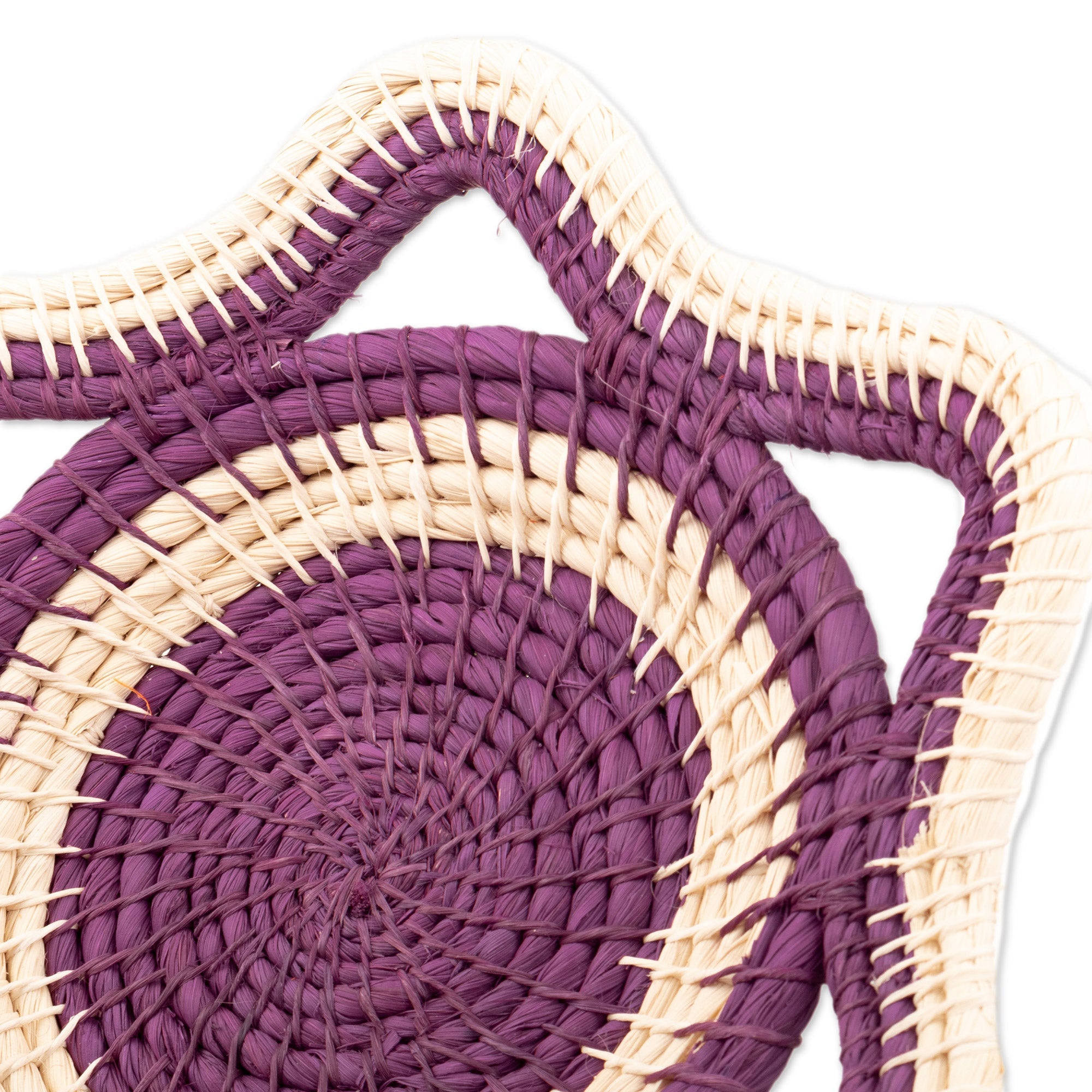 Chambira Fiber Decorative Basket in Magenta and Beige - Iquitos Beauty