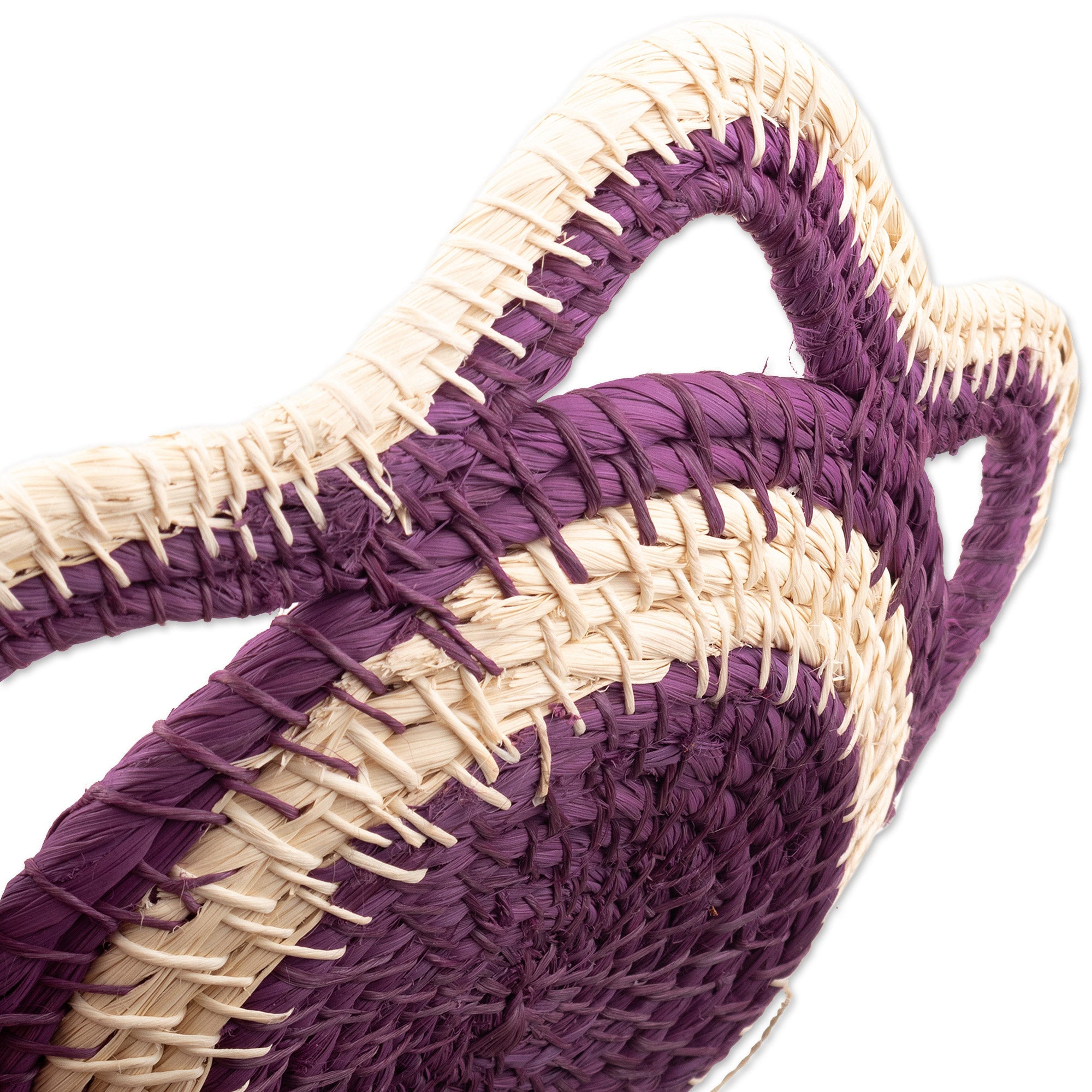 Chambira Fiber Decorative Basket in Magenta and Beige - Iquitos Beauty