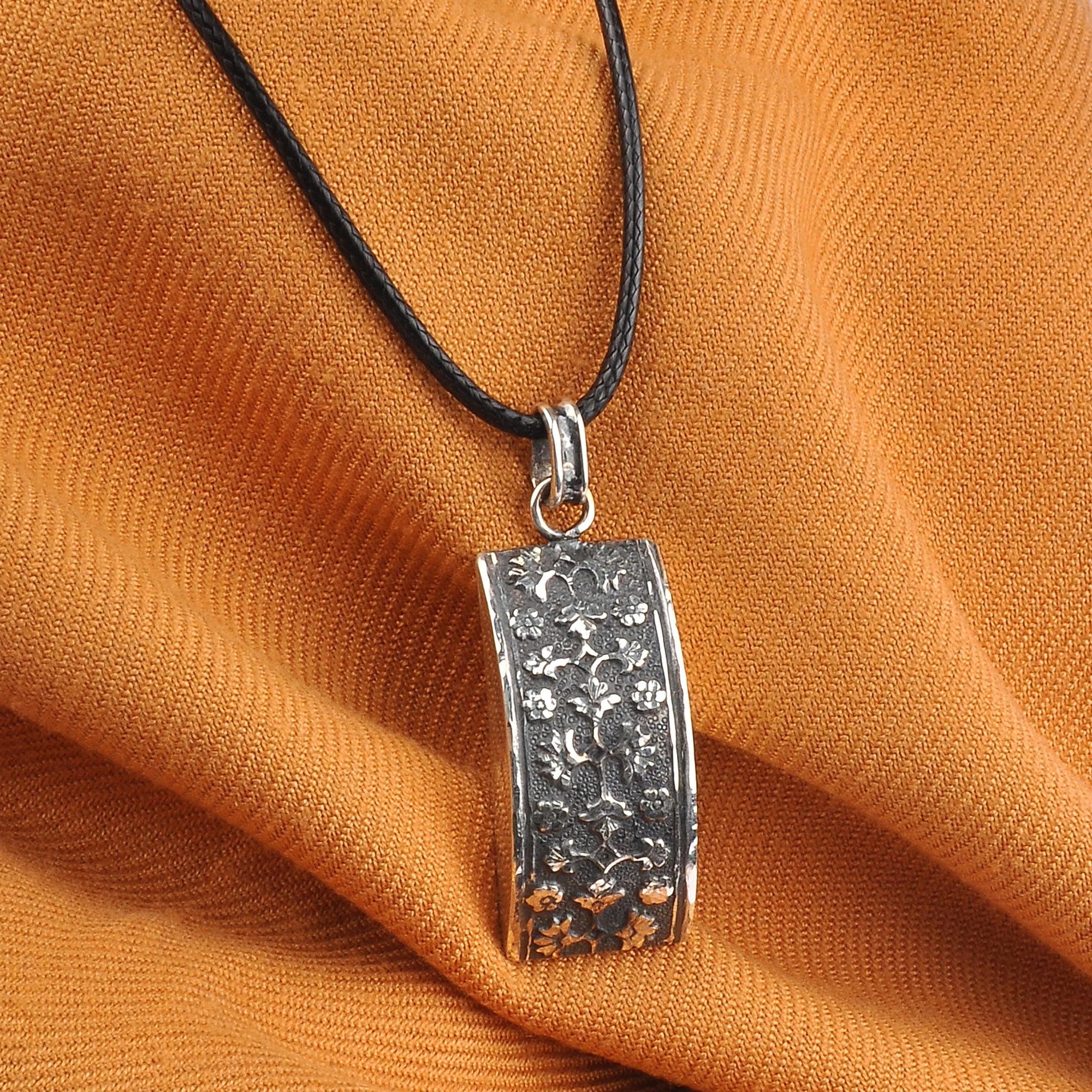 Sterling Silver Floral Pendant Necklace with Leather Cord - Blessed Roses