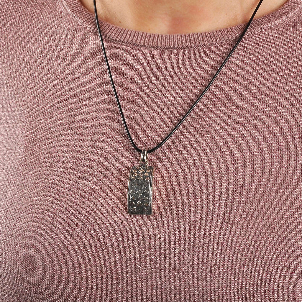 Sterling Silver Floral Pendant Necklace with Leather Cord - Blessed Roses