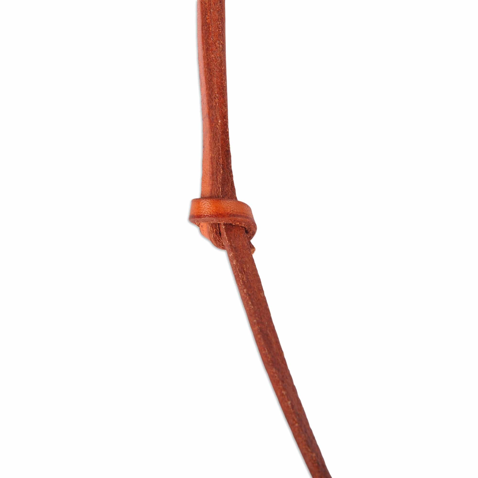 Leather Choker Necklace with Wooden Armenian Pendant - Armenian Daisy