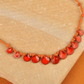 Hand-Painted Ceramic Beaded Droplet Necklace in Red & Orange - Flaming Droplets
