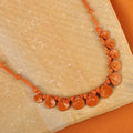 Hand-Painted Ceramic Beaded Droplet Necklace in Orange - Spicy Droplets