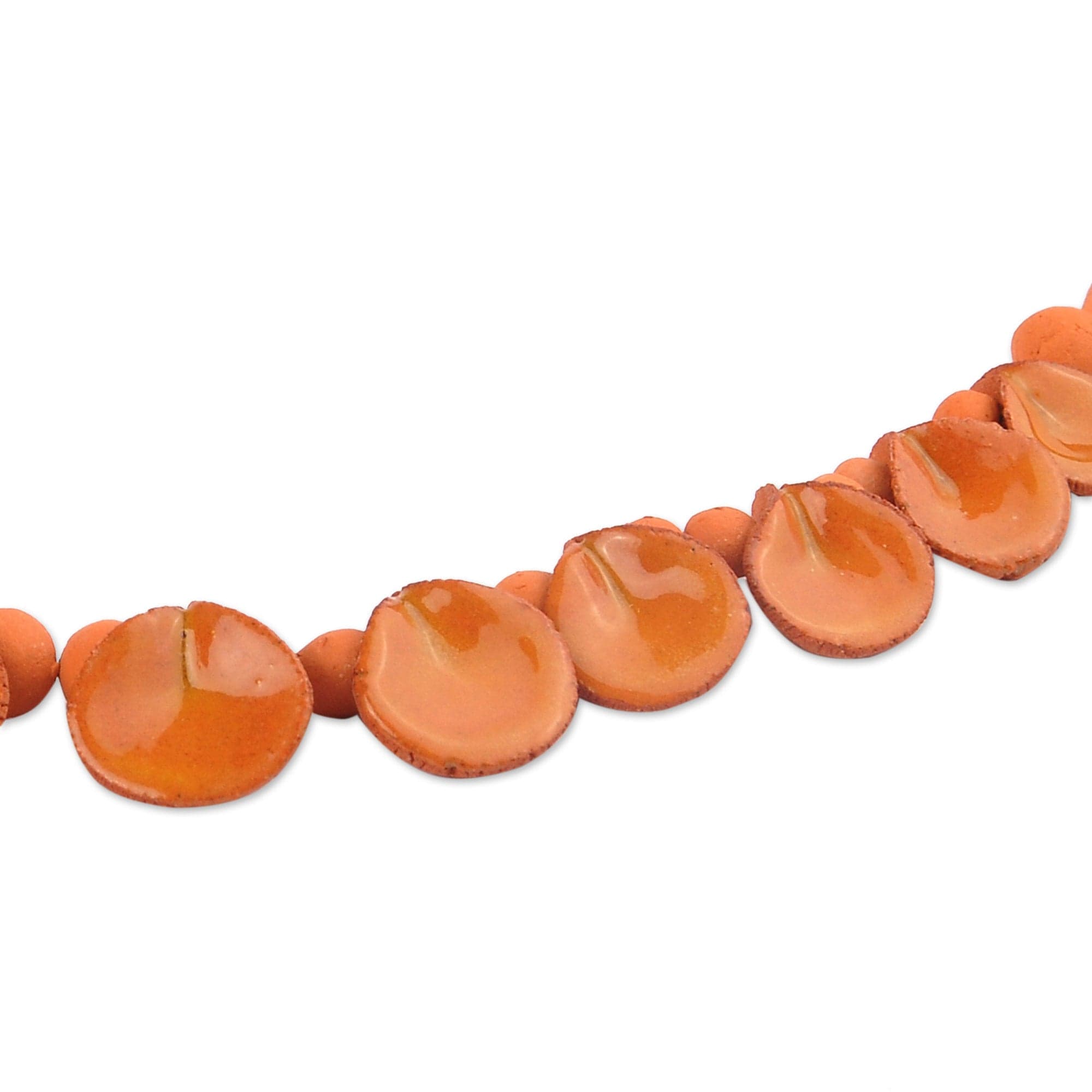Hand-Painted Ceramic Beaded Droplet Necklace in Orange - Spicy Droplets