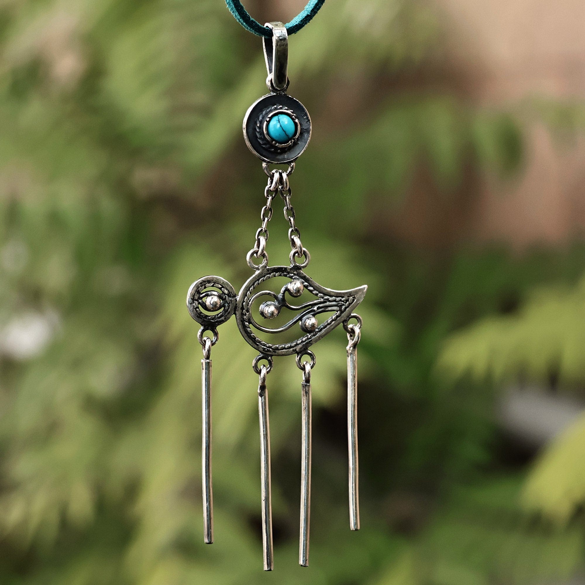 Reconstituted Turquoise Statement Pendant Necklace - Island's Splendor