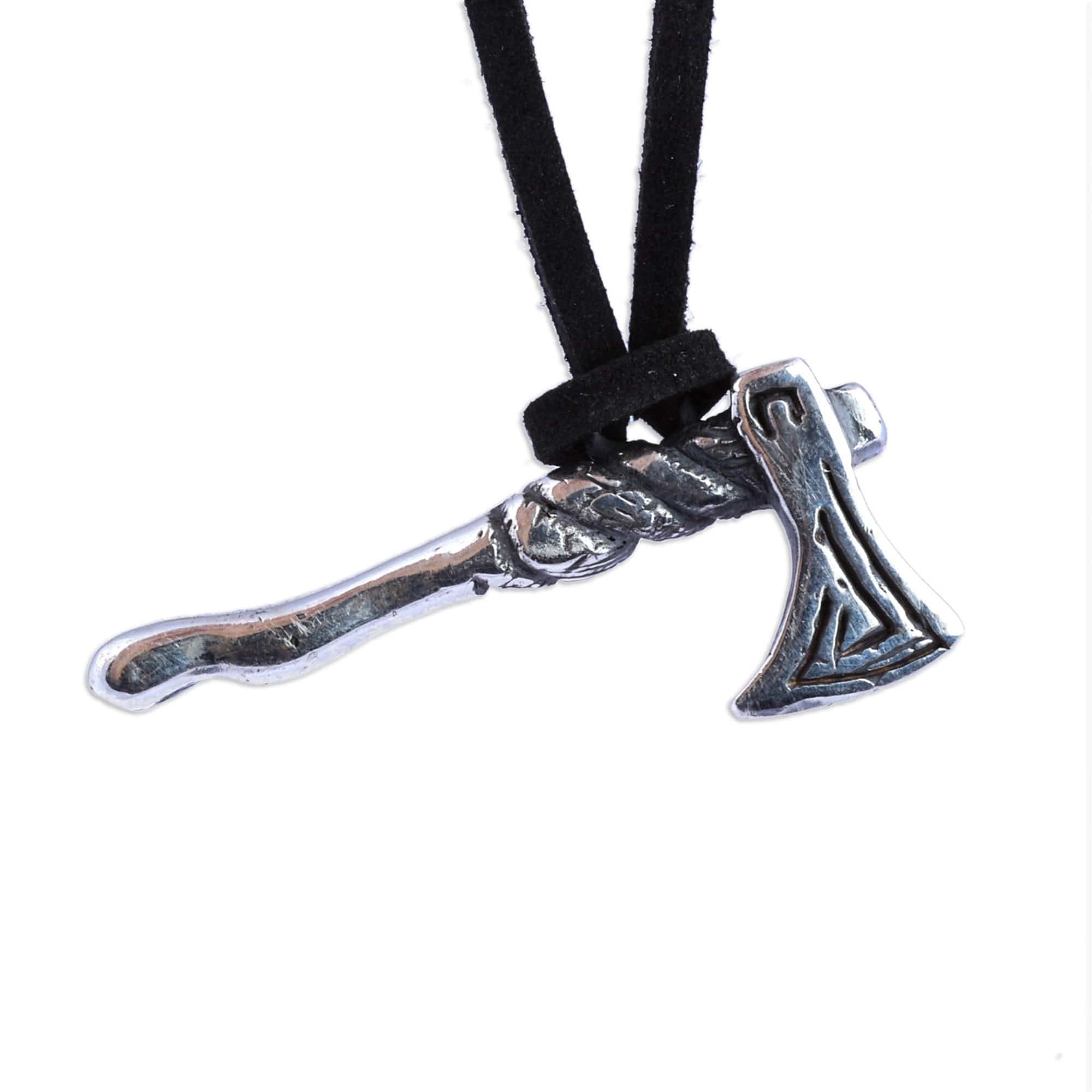 Men's Axe-Shaped Sterling Silver Pendant Necklace - Axe
