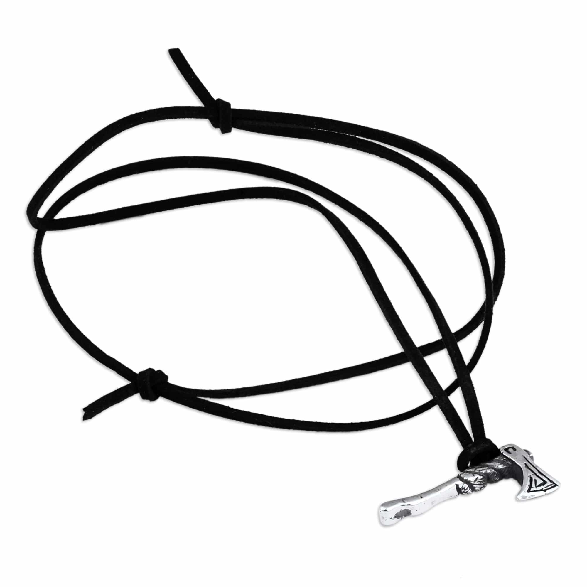 Men's Axe-Shaped Sterling Silver Pendant Necklace - Axe