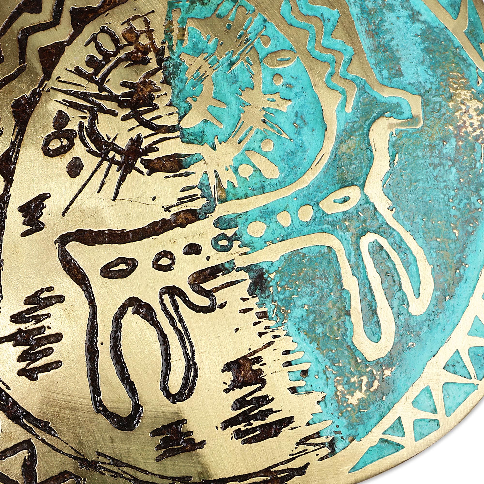 Armenian Sun & Goat Petroglyph-Themed Brass Pendant Necklace - Petroglyphs