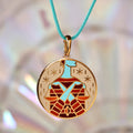 Painted 18k Gold-Plated Libra Enamel Pendant Necklace - The Libra Emblem