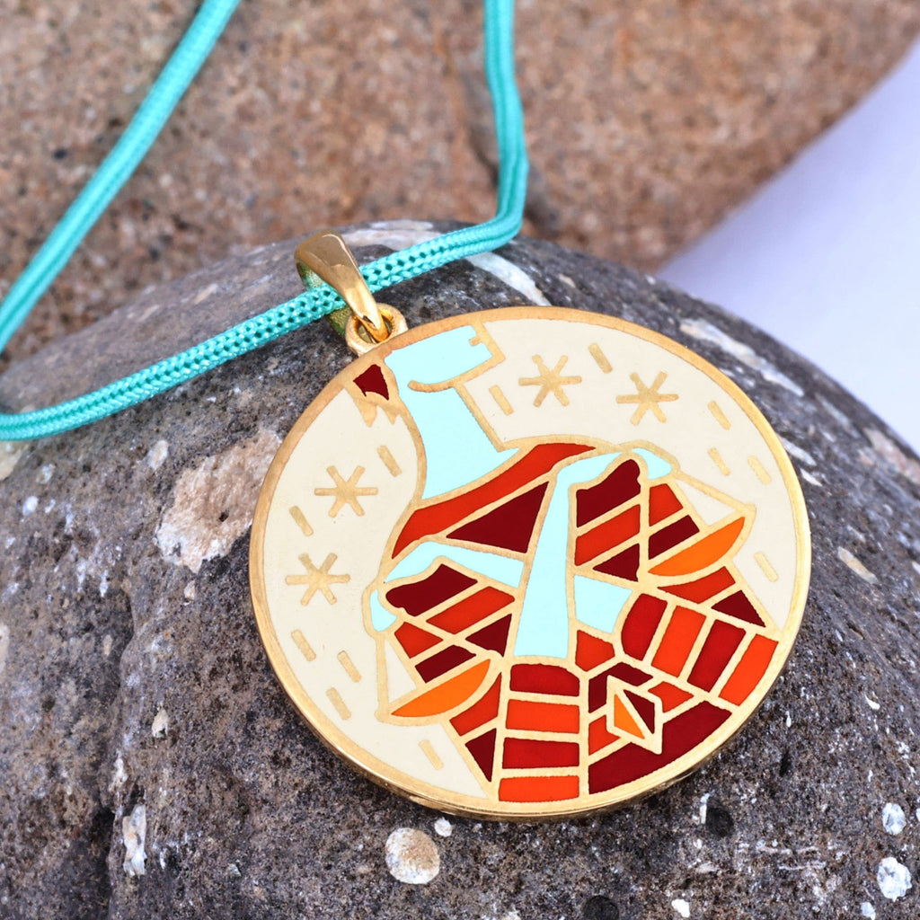 Painted 18k Gold-Plated Libra Enamel Pendant Necklace - The Libra Emblem