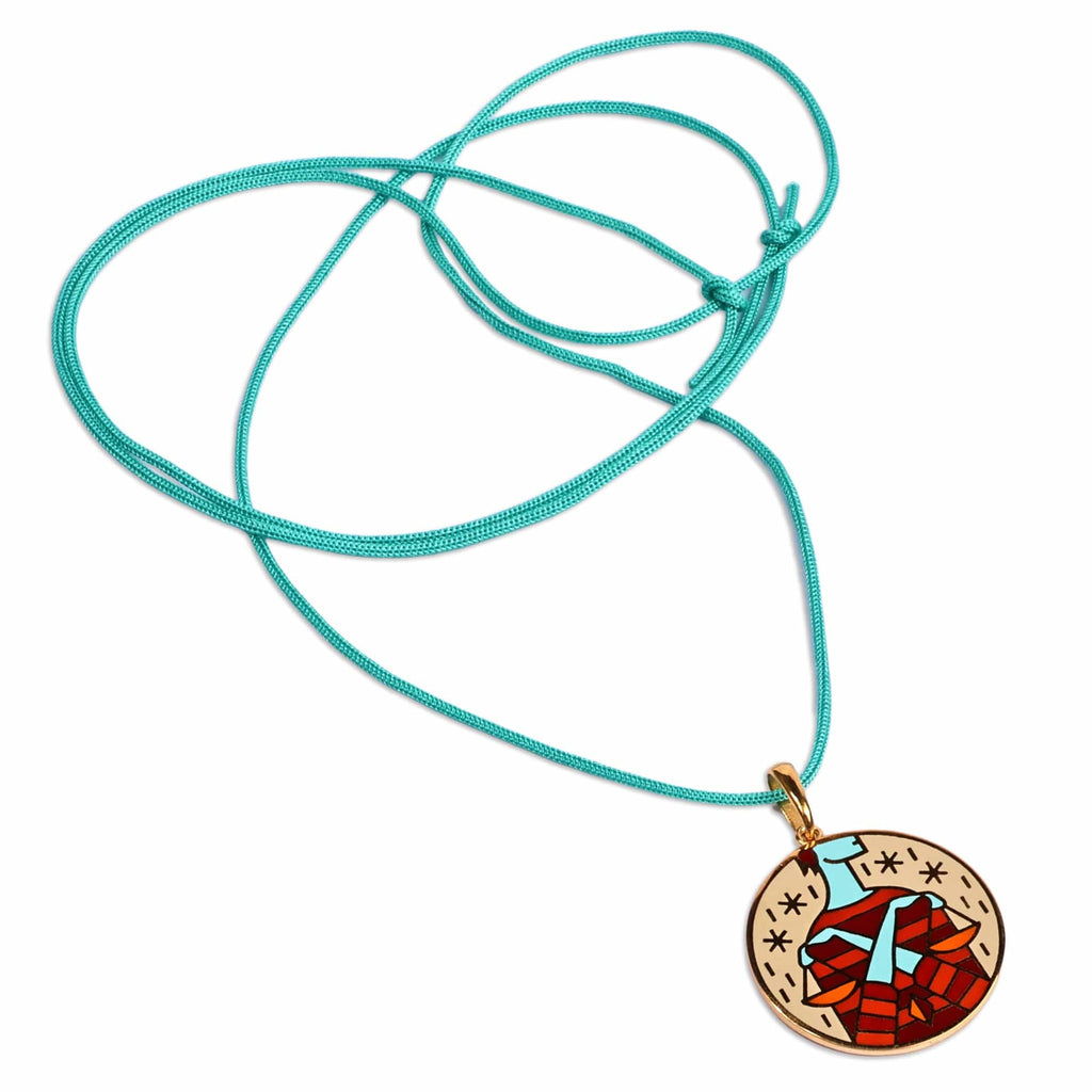 Painted 18k Gold-Plated Libra Enamel Pendant Necklace - The Libra Emblem