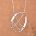 925 Silver Necklace with Circular Pendant & Interlaced Chain - Circular Elegance