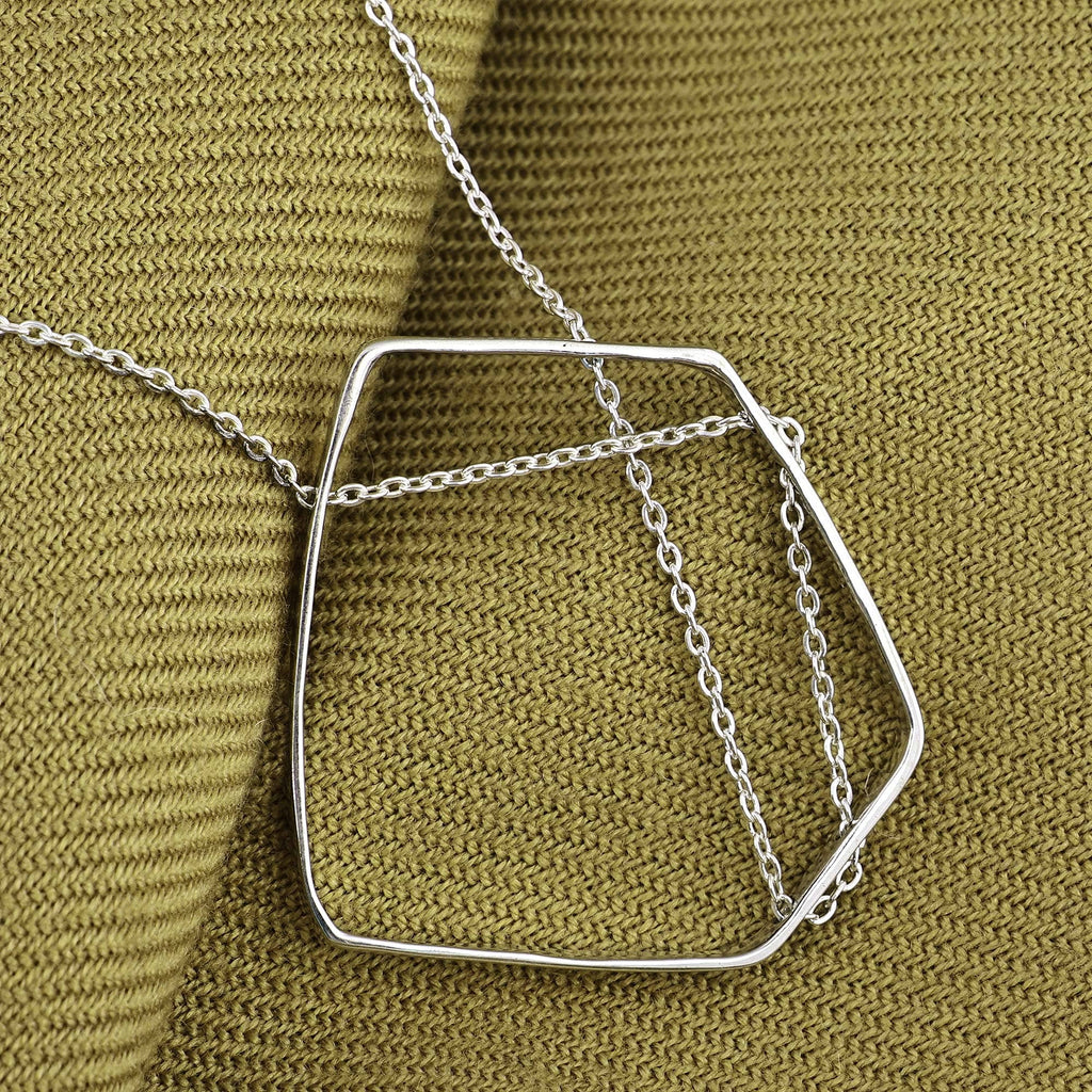 Modern Geometric Polished Sterling Silver Pendant Necklace - New Universe