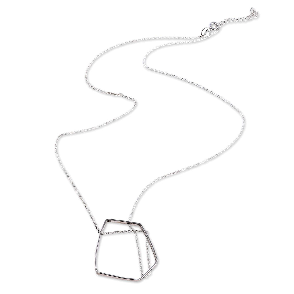 Modern Geometric Polished Sterling Silver Pendant Necklace - New Universe