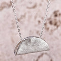 Modern Polished Semicircle Sterling Silver Pendant Necklace - Avant-Garde Embrace